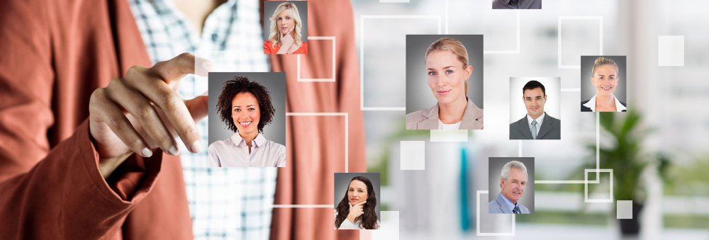 a women seen selecting candidates on a big screen in a hiring process